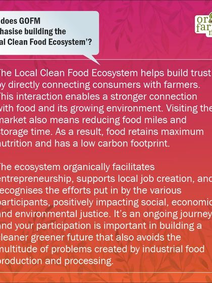 An infographic explaining why we emphasize building a 'Local Clean Food Ecosystem'.