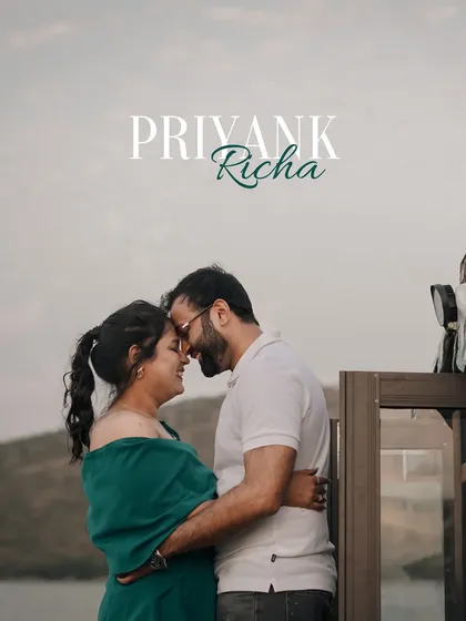 A tender moment between the couple at their lakeside pre-wedding shoot in Udaipur. Their gentle embrace and soft smiles speak volumes about their deep connection.