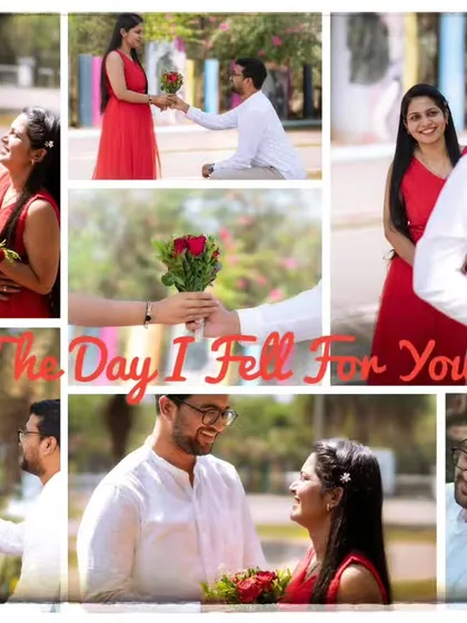 A beautiful collage summarizing a post-wedding shoot. It tells the story of the day, from playful moments to romantic gazes, all celebrating their new life together.