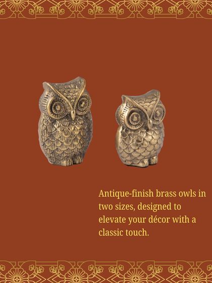 These antique-finish brass owls, available in two sizes, are designed to elevate your decor with a classic and wise touch.