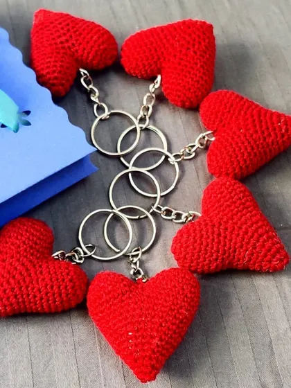 Share the love with these cute stuffed heart keychains. They make a perfect small gift for Valentine's day or any day, and we offer them in classic red and other colors.