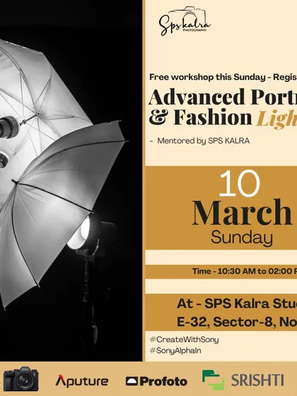A flyer for our free workshop on Advanced Portrait & Fashion Lighting. These sessions are for those looking to take their skills to the next level and create truly captivating images.