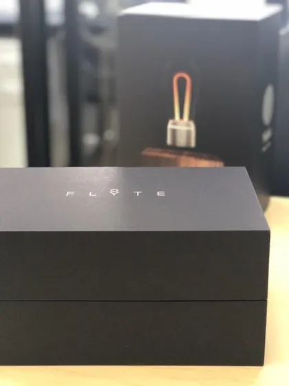 The exterior of the FLYTE gift box is simple and elegant, with minimal branding. Its design builds anticipation for the innovative product contained within, perfect for a special occasion.