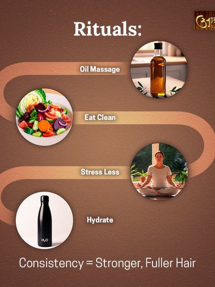 Consistent rituals are the key to stronger, fuller hair. I guide my clients on a routine of weekly oil massages, clean eating, stress reduction, and proper hydration to address the root causes of hair fall.