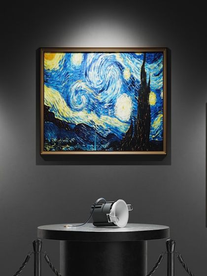 A demonstration of our spotlights used for professional art illumination. The focused beam perfectly highlights Van Gogh's "The Starry Night," ensuring true color representation and making the artwork the undeniable focal point of the gallery wall.