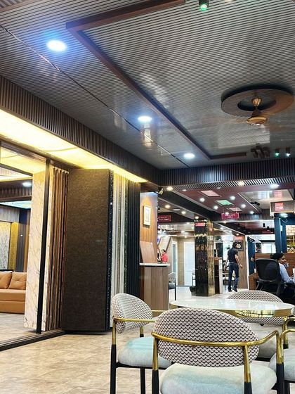 Another view of our consultation area, with sliding panel displays in the background.