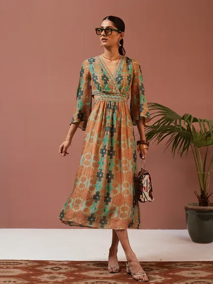 The full look for Ritu Kumar, showing how the dress, accessories, and sunglasses come together for a chic, summer-ready ensemble.