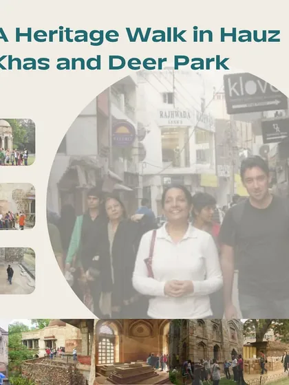 A collage from our walk in Hauz Khas and the adjoining Deer Park. This tour explores the 14th-century madrasa and tomb complex of Firoz Shah Tughlaq, set against a now-trendy urban village.