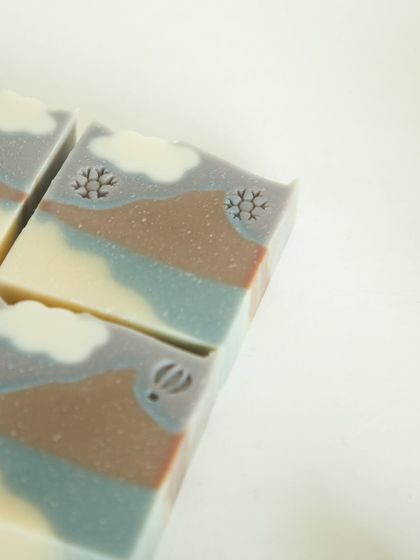 The cute little stamps on the 'Mountain Mist' bars add a touch of personality.