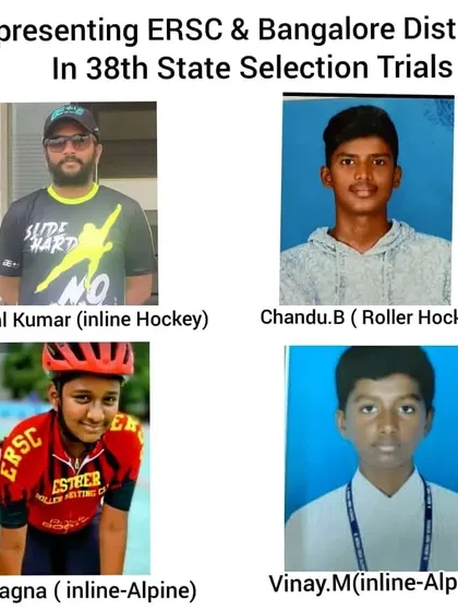 Announcing our skaters representing the club in various disciplines at the 38th state selection trials, including inline hockey, roller hockey, and inline-alpine.