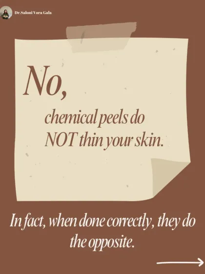 No, chemical peels do not thin your skin. In fact, when done correctly by a professional, they do the opposite by stimulating collagen and making the skin healthier and stronger over time.