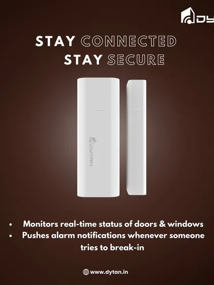 A closer look at our smart contact sensor. This device monitors doors and windows and pushes alarm notifications to your phone at any sign of a break-in.