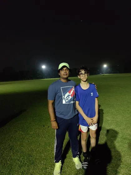Our academy player Sohum Utreja with his coach. Sohum's journey from our academy to the India U19 team is an inspiration to all our players.