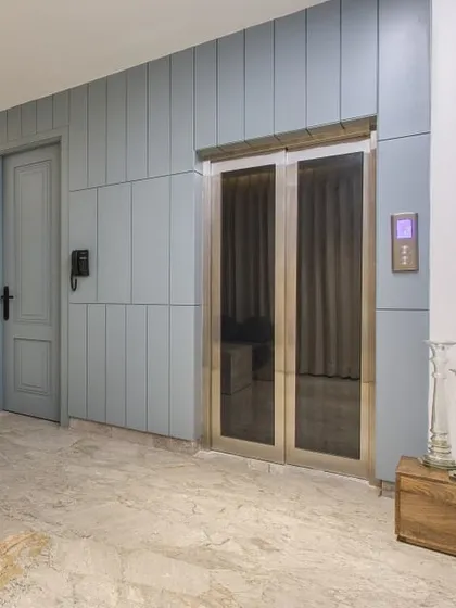A detail of the elevator and door paneling in the Kedia's Residence. I believe in carrying the design language through every element, ensuring a cohesive and polished finish.