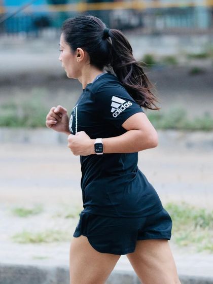 Focused and determined during the TCS10K. This race was a test of resilience, running just days after being on antibiotics, but I was grateful to manage a personal best.