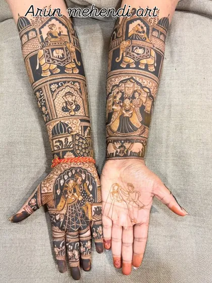 A duplicate of image 89, showing a work in progress with one hand complete and the other sketched.