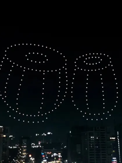 An aerial formation of tablas, the traditional Indian drums, created for the Ballimaaraan concert. This visual celebrated the rhythmic heart of Piyush Mishra's music.