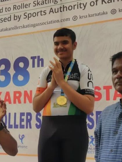 Shubham's well-deserved podium finish at the 38th Karnataka State Roller Skating Selections.