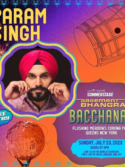 Artist poster for Param Singh for the Bacchanal event.