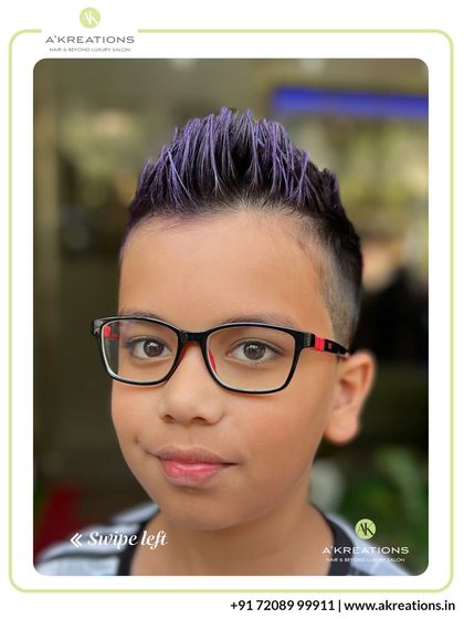 Adding a pop of color is a fun way for kids to express themselves. This cool purple-tipped faux hawk is both stylish and playful.