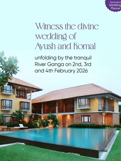 Witness the divine wedding of Ayush and Komal unfolding by the tranquil River Ganga.