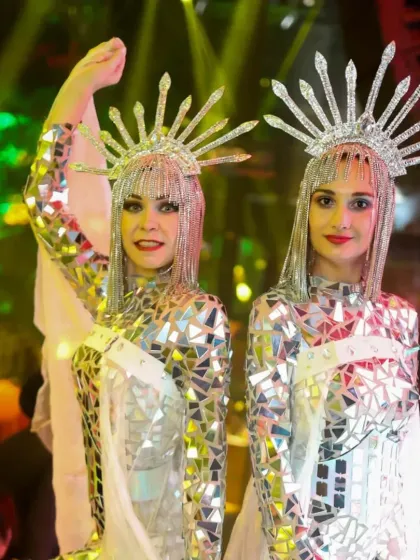 Themed performers posing at Sin Q, Goa. The visual element is key to making a night memorable, and I love when clubs bring this level of production.