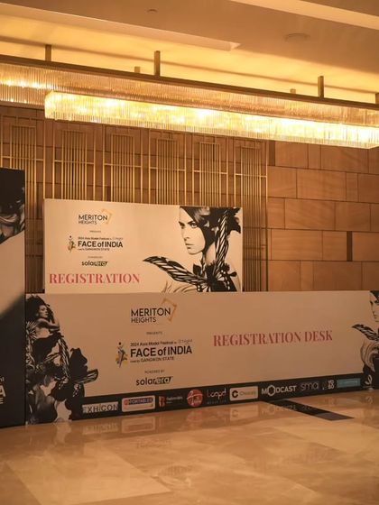 The registration area for 'Face of India', designed to handle a large influx of guests efficiently while maintaining a sleek, professional appearance.