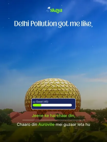 If the city pollution is getting to you, escape to Auroville where the air is clean and the vibe is peaceful. The Matrimandir is the perfect backdrop for a few days of mindful existence.