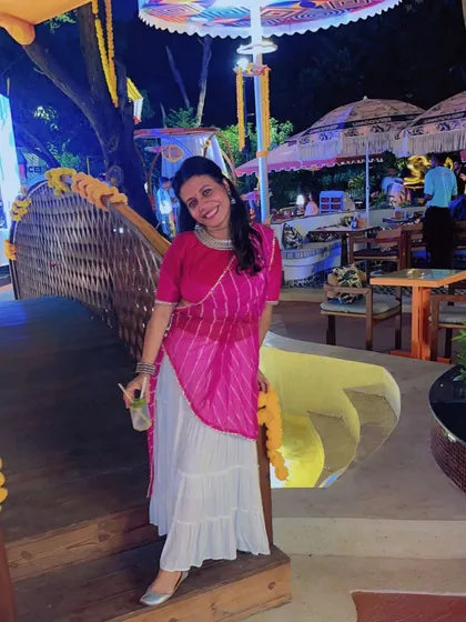 Dressed in my festive best for a Navratri outing. The celebration isn't just in the studio; it's a feeling we carry with us.