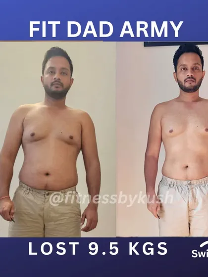 Mayur, an architect with a hectic schedule, lost 9.5 kgs and 6 inches from his waist. His transformation was built on staple home-cooked meals like poha with eggs and roti with paneer sabji, plus a structured workout plan. His feedback shows his renewed confidence.