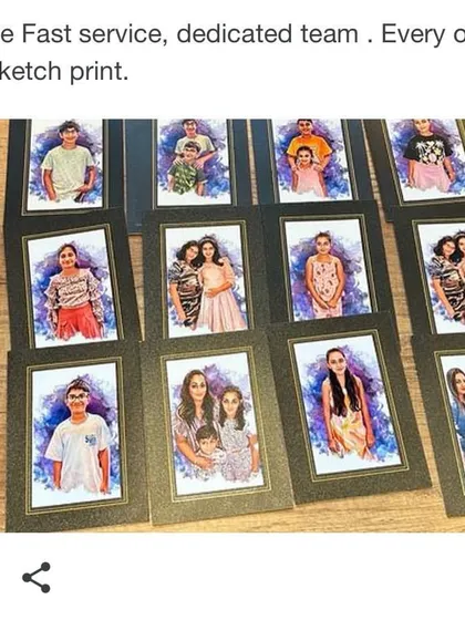 A happy client's feedback on my instant sketch printing service. My team and I focus on providing a fast and dedicated service that everyone enjoys.