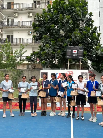 Another one of our girls' teams celebrating their win in the U-14 league, showing the depth of our program.