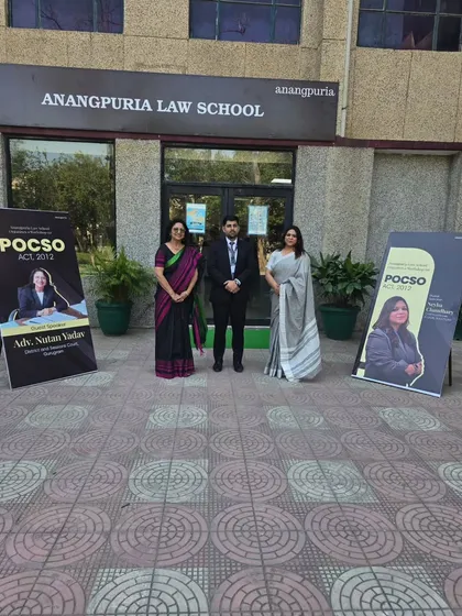Outside Anangpuria Law School, where I delivered a keynote address on the POCSO Act. It is my responsibility to share my practical knowledge with those who will soon join the profession.
