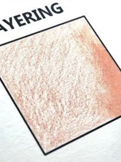 This image illustrates the technique of layering with colored pencils. By applying light layers of color on top of each other, we can create rich, complex tones and smooth blends.