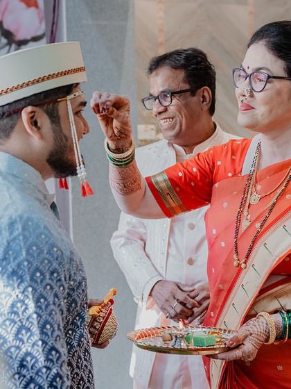 A mother's blessing is a powerful moment. We capture the tilak ceremony with a focus on the love and emotion shared between the groom and his mother.
