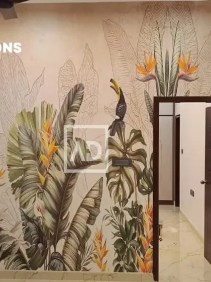A custom-printed tropical mural transforms this wall into a piece of art. I handle the entire process, from printing your chosen design to the final precise installation, ensuring a seamless and impactful result.