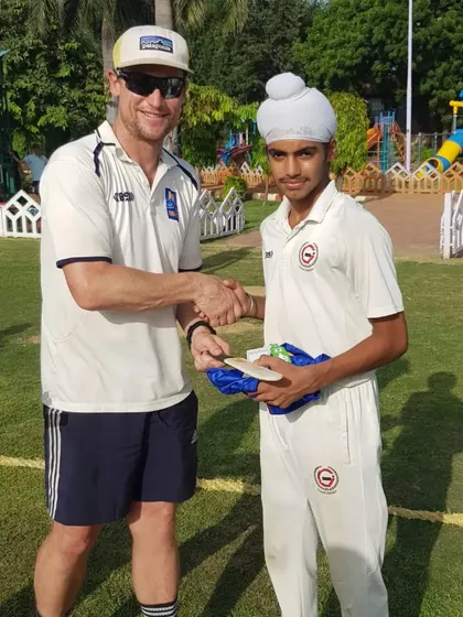 A moment of mutual respect between my student and a player from New Zealand. This is what the spirit of cricket is all about.