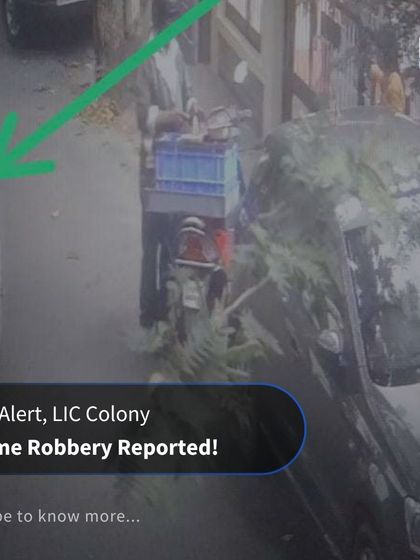 An SOS alert for a home robbery reported in LIC Colony. This is a real-time example of how our AI camera footage is used to immediately identify and track suspects.
