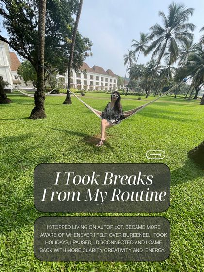 I started taking intentional breaks from my routine. When I felt burdened or on autopilot, I would pause and disconnect. I always came back with more clarity, creativity, and energy.