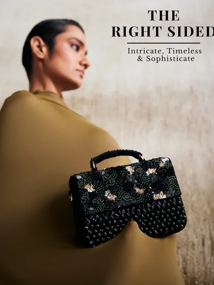 Intricate, timeless, and sophisticated. A bag from The Right Sided is perfect for a reception or cocktail look, adding a touch of understated glamour with its detailed sequin work.