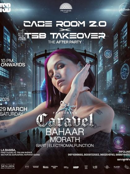 The poster for 'Cage Room 2.0', a TSB Takeover after-party in Gurgaon. These nights are always wild.