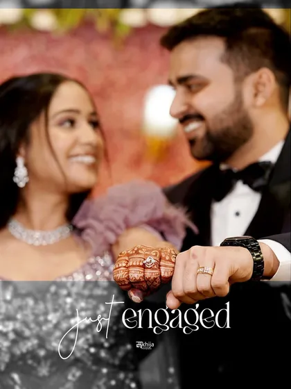 The ring exchange is a promise made tangible. I focus on capturing this significant moment with a creative close-up that highlights the engagement rings and the happy smiles that say "we're just engaged".