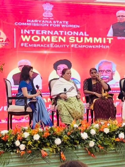 A view of the panel discussion on stage at the International Women Summit.
