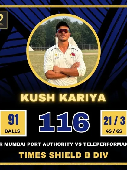 Kush Kariya finishes the year on a high with a brilliant 116 in the Times Shield B Division.