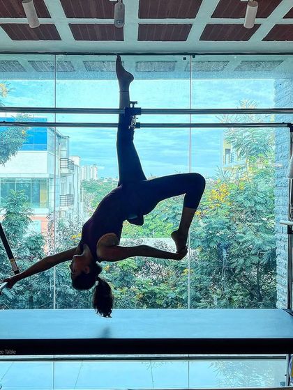 You are the creator of your own reality. This client is modeling strength and grace in this beautiful inverted arabesque on the Cadillac.