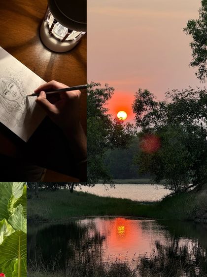 A Pondicherry sunset over the water, captured while sketching for the first time in ages.