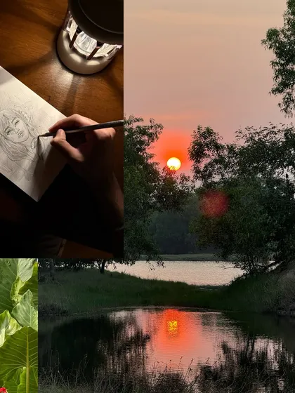A Pondicherry sunset over the water, captured while sketching for the first time in ages.