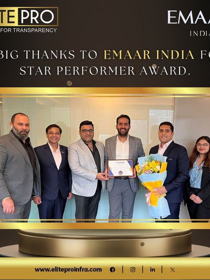 A big thank you to Emaar India for the 'Star Performer Award'. This recognition strengthens our partnership and motivates us for success in their upcoming new launches in the NCR.