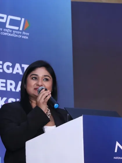 At the podium for NPCI, a leader in India's digital payments ecosystem.