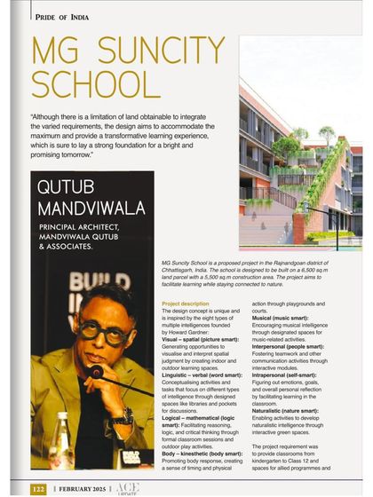 Our MG Suncity School project was featured in Ace Magazine. The article discusses how the design, inspired by the theory of multiple intelligences, provides a transformative learning experience despite land limitations.
